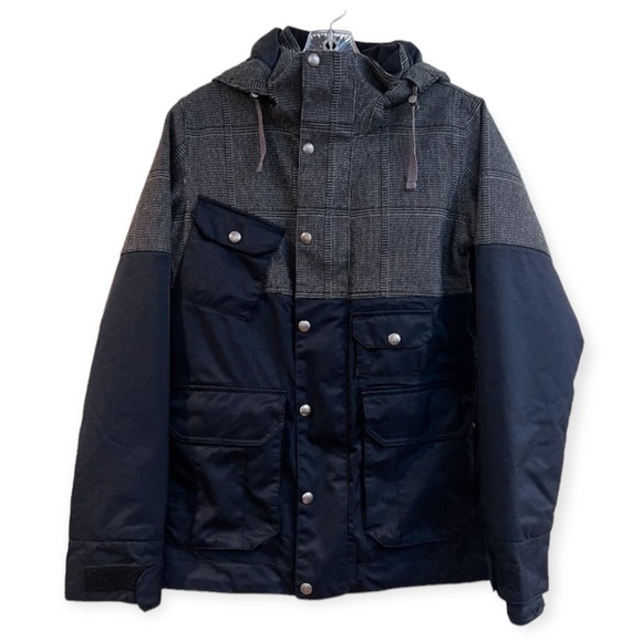 Burton Black Plaid Colorblock Ski Snowboarding Winter Outdoor Snow Coat Small - Picture 1 of 13
